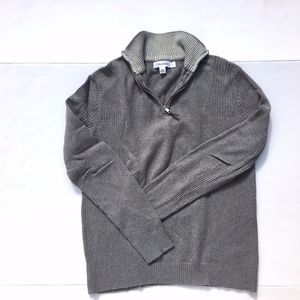 Calvin Klein Light Grey Cotton 1/4 zip sweater M